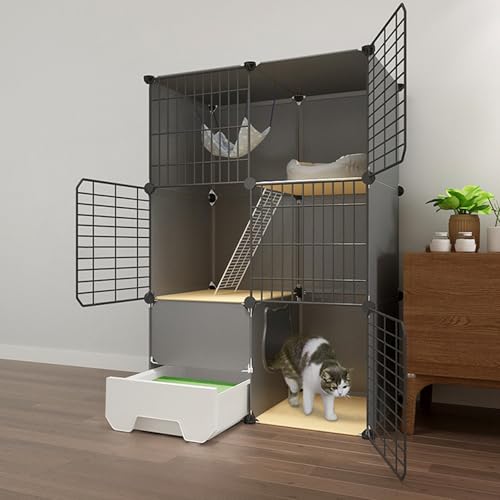 Generisch 3 Tier Cat Cage, Indoor Cat Enclosure, Cat Cage with Litter Box, Cat Playpen Cat Enclosure Small Animal Cage Dog Cage, Exercise Place Ideal for 1-3 Cat von Generisch