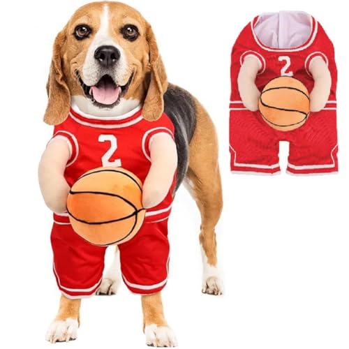 3-teiliges Hunde-Basketball-Kostüm mit Ball, verstellbares Hunde-Basketball-Kostüm, Halloween-Kostüm, Basketballspieler-Kostüm mit Ball, Hunde-Basketball-Kostüm, Haustier-Halloween-Kostüm für Hunde von Generisch