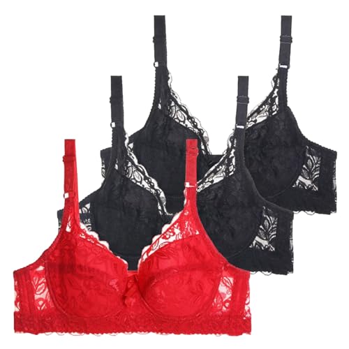 3er Pack Bügelloser BH Damen mit Bügel Vollschalen Bra Bequemer Atmungsaktiver Starker Halt Push Up BHS Seamless Bralette Weich Elastizität Klassischer Unterwäsche von Generisch