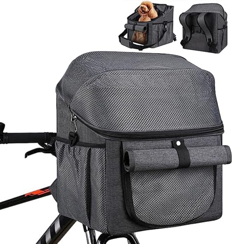 4 in 1 faltbarer Hundefahrradträger mit Lenkeradapter – Hundefahrradkorb für Outdoor Radfahren, Wandern & Reisen – Atmungsaktiver Haustier-Rucksack – Katzen-Hunde-Fahrradkorb von Generisch