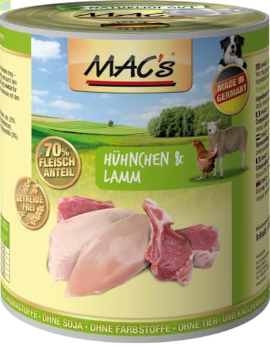 6 Dosen Macs Dog Hundefutter je 800 g (Huhn & Lamm) von Generisch