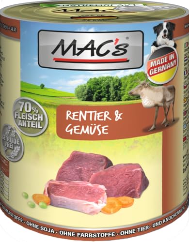 6 Dosen Macs Dog Hundefutter je 800 g (Rentier, Gemüse & Pasta) von Generisch