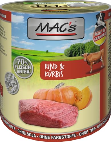 6 Dosen Macs Dog Hundefutter je 800 g (Rind & Kürbis) von Generisch