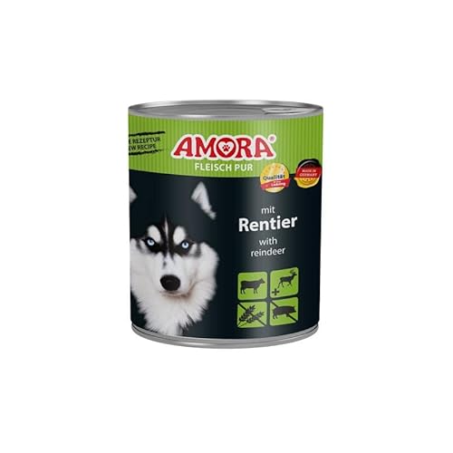 6 x Amora Dog Fleisch Pur Rentier 800g von Generisch