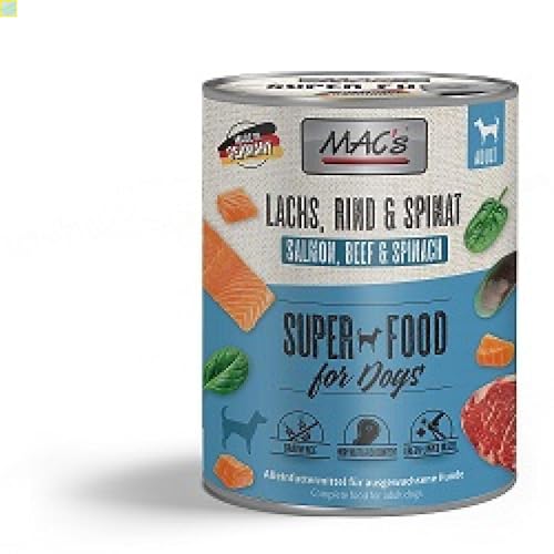 6 x MACs Dog Lachs Rind & Spinat 800g von Generisch