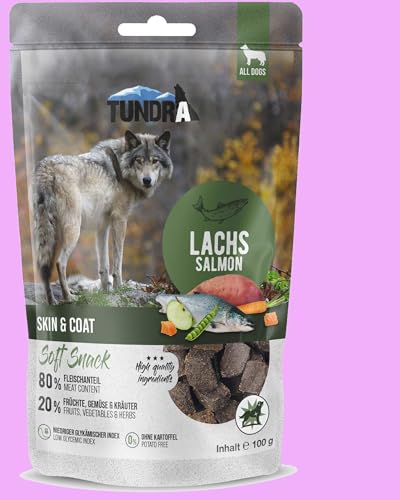 9 x Tundra Snack 80% Fischanteil - Skin & Coat - Lachs je 100 g | Hundesnack | Softsnack von Generisch