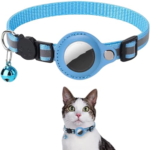 Airtag-Katzen-Halsband, kompatibel mit Apple Airtag, Sicherheitsschnalle, Anti-Drosselung (Blau) von Generisch