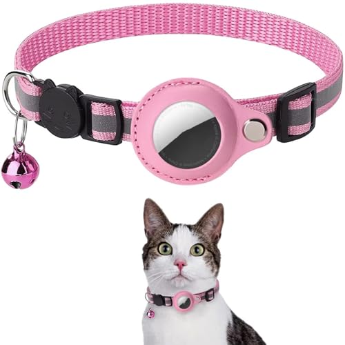 Airtag-Katzen-Halsband, kompatibel mit Apple Airtag, Sicherheitsschnalle, Anti-Drosselung (Rosa) von Generisch