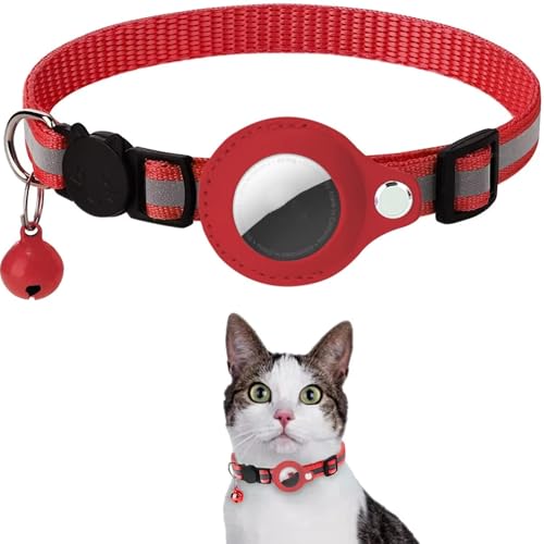 Airtag-Katzen-Halsband, kompatibel mit Apple Airtag, Sicherheitsschnalle, Anti-Drosselung (Rot) von Generisch