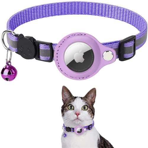 Airtag-Katzen-Halsband, kompatibel mit Apple Airtag, Sicherheitsschnalle, Anti-Drosselung (Violett) von Generisch