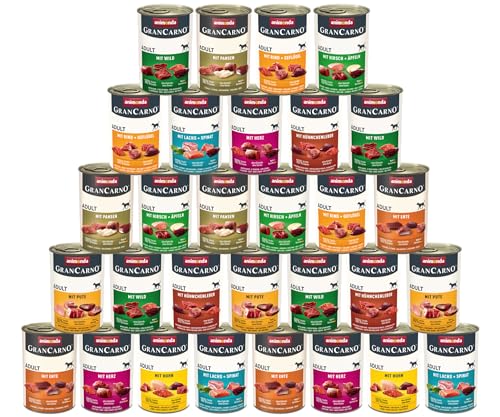 Animonda GranCarno 30x 400g Mix | garantiert 10 Sorten enthalten | Getreidefreies Hundefutter, Nassfutter von Generisch