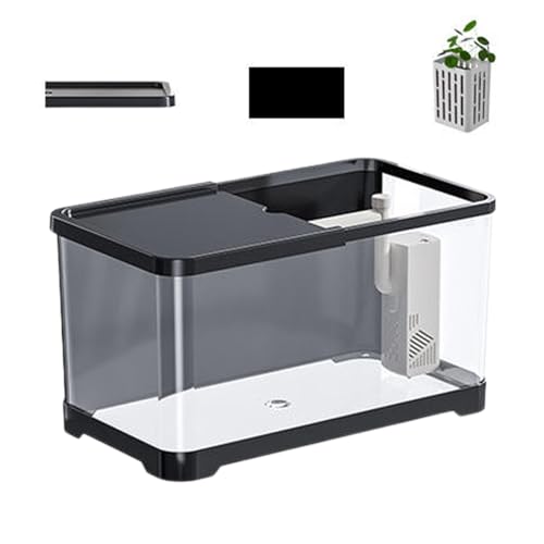 Aquarium, kleines Aquarium, bestes Aquarium-Set, 3 l, kleines Aquarium-Starter-Set mit 3-lagigem Filter und LED-Licht, Desktop-Fischtank mit Reinigungssystem, Heimdekoration von Generisch