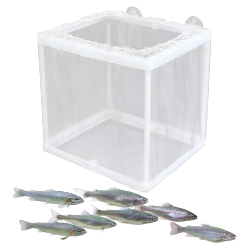 Aquarium-Fischzuchtbox – Weißer Nylon-Brutkasten | Brutkasten für Züchter, Inkubator, Tank-Trennwand mit Saugnapf, Inkubatorbox für Babyfische, Garnelen, Betta, Guppy und Platy von Generisch