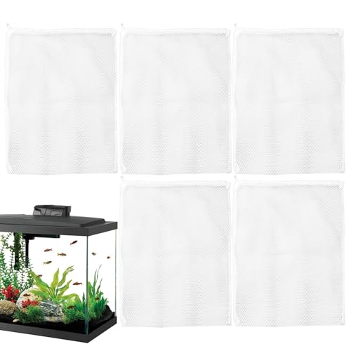 Aquarium-Netztasche – 5 x feinmaschige Filtermedientaschen für Aquarien, Wasserreinigungs-Werkzeug, Reißverschlusstasche zur Filtration für zerkleinerte , Zeolith von Generisch