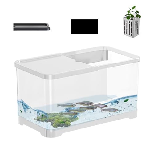 Aquarium-Set, kreatives dekoratives kleines Aquarium mit Korb, vielseitiges Fischaquarium für Quallen, Guppy, Garnelen, kompaktes Zuhause und Dekoration, komplettes Wasserdisplay für einfache Pflege von Generisch