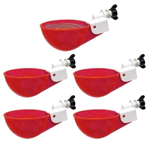 Automatische Hühner-Bewässerungsbecher, 10 Stück, Huhn-Wasserschalen, tragbare Drahtaufsätze, 10,5 x 6 x 4 cm, Geflügel-Wasser-Futter-Set, ABS-Bewässerungsbecher für Küken, Ente, Gänse, Truthahn (rot) von Generisch