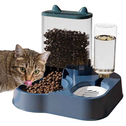 Automatischer Katzenfutterspender, Katzenfutterspender und Wasserspender | Katzenwasserspender, kippsicherer Hundefutterspender,Katzen-Leckerli-Spender, automatischer Futterautomat mit großer Kapazitä von Generisch