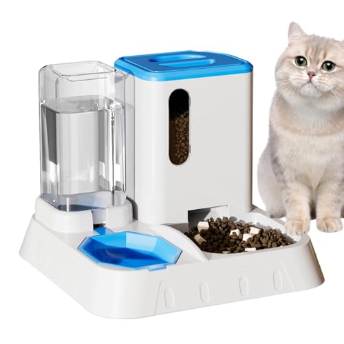 Automatischer Katzenfutterspender,Automatischer Katzenfutterspender,2-in-1-Futter-Und Wasserspender, Transparent, Automatisch | Einfache Installation, rutschfest, Große Kapazität, Futtermittel Für Ha von Generisch