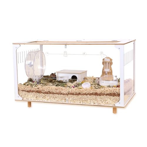 BOYVEN 80 * 45 * 48 cm Holz Hamsterkäfig groß Zwerghamsterkäfig Kommt mit 6 stücke Hamster zubehör für Dwarf Syrian Hamster, Reptiles von Generisch