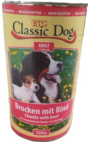 BTG Classic Dog Adult Brocken mit Rind | Nassfutter mit Sauce | 12x 1230 g | Hundenassfutter | Alle Rassen | von Generisch