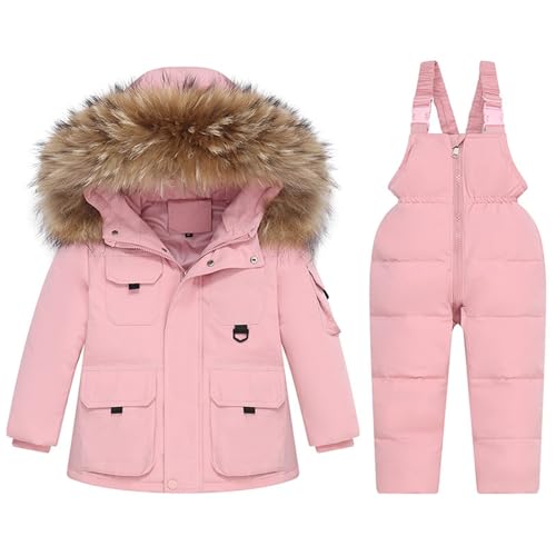 Baby Schneeanzug Winter 2 StüCk Daunenjacke Mantel Verdickte LäTzchen Hose Jungen Mädchen Skianzug Kleidung Wintermantel Skihose Kapuzenjacke Jungen Schneekleidung Set von Generisch