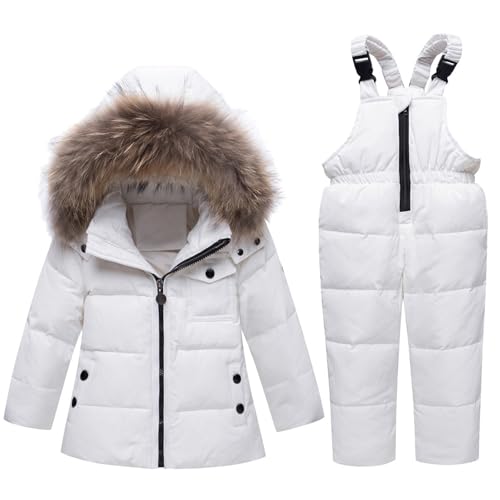 Baby Schneeanzug Winter 2 StüCk Daunenjacke Mantel Verdickte Mit ReißVerschluss Kapuze LäTzchen Hose Jungen Mädchen Skianzug Kleidung Atmungsaktiv Warme Winterjacke von Generisch