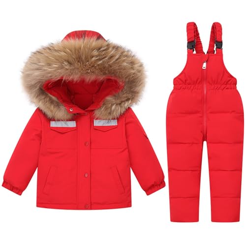 Baby SkianzüGe Mädchen Jungen Bekleidungsset Winter Kinder Zweiteiliger Skianzug + Skihosenanzug Winddicht Warme Schneeanzug Daunenjacke Kinderskianzug Outdoor FüR 1-6 Jahre von Generisch