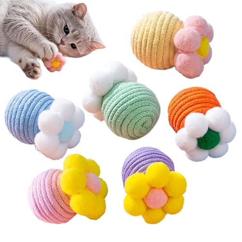 Bälle für Katzen – Kauspielzeug für Katzen, Seil-Kau-Beißring mit Glocke im Inneren, Spiel, Jagd, Haustierzubehör für Langeweile, drinnen und draußen Bälle für Katzen – Kauspielzeug für Katzen, Seil-Kau-Beißring mit Glocke im Inneren, Spiel, Jagd, Haustierzubehör für Langeweile, drinnen und draußen von Generisch