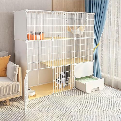 Balkon Indoor Katzenkäfig Zaun - Katzenkäfig für Kleintiere, Welpen, Kätzchen - Draht Katzenkäfig Frettchenkäfig Meerschweinchen Zwinger - Abnehmbarer Indoor Katzenzaun von Generisch