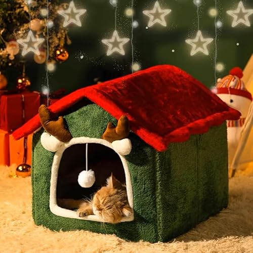 Baoyunjia Katzenbett Weihnachten Hundebetten Weich Waschbar Katzenhöhle Weihnachtsbaum Haustierbett Hundesofa Katzensofa Schlafplatz für Katzen Hunde von Generisch