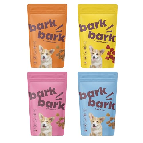 Bark Snack-Set für Hunde | Hundeleckeri hypoallergen & leicht verdaulich | Hoher Fleischanteil | Glutenfrei & gesund | Softe Hundeleckerlis für Hundtraining, Hunde Snack & als Belohnung | 4er Set von Generisch