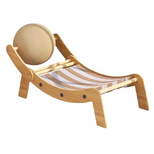 Beach Cat Chair - Cat Scratchers Board Liegestuhl, Kätzchen Lounge mit Spielball, Kratzmatte Balkon aus Langeweile Beach Cat Chair - Cat Scratchers Board Liegestuhl, Kätzchen Lounge mit Spielball, Kratzmatte Balkon aus Langeweile von Generisch