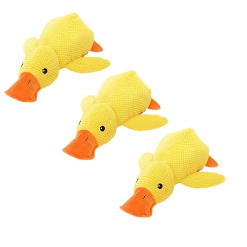 Beruhigende Ente Für Hunde, Quack Duck Hundespielzeug, Hunde Enten Mit Quaken Geräusch, Fun Dogs Interaktives HundSpielzeug, Plüsch Sound HundSpielzeug,Plüsch Kauspielzeug Für Hund (3PCS Yellow, M) von Generisch