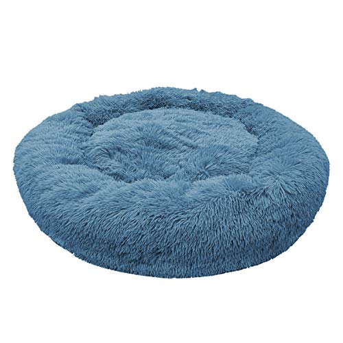 Beruhigendes Donut-Bett für große Hunde, warm, extra groß, Kunstfell-Haustierbett, selbstwärmend, rund, Plüschbett für große und mittelgroße Hunde, waschbar (Blau, 3XL) von Generisch