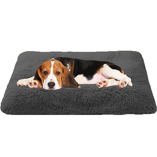 Beruhigendes Hundebett, rutschfeste Matte für mittelgroße und große Hunde, Katzen, Dunkelgrau, 140 x 110 x 12 cm von Generisch