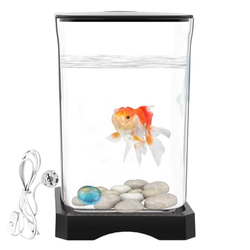 Betta Fish Aquariums, Desktop Aquarium, 6.97x4.65x4.65 Inches Small Acrylic Fish Tank Led Lighting, Clear Water Bowl Feeding Hole for Shrimp, Crab, Spider von Generisch