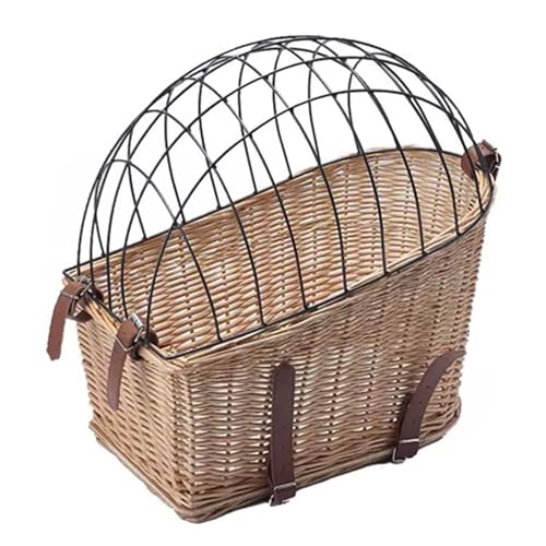 Bike Pet Basket - Rear Wicker Bike Basket with Wire Mesh Cover for Cats Dogs up to 11.3 kg - Bicycle Pet Carrier Basket - Rear Mount Bike Basket von Generisch