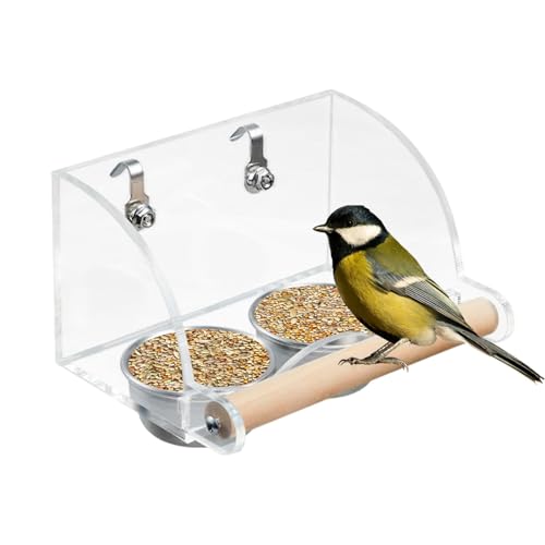 Bird Cage Feeders, Clear Water & Food Feeder, Parrot Foraging Toy, Acrylic & Stainless Steel Design, Interactive Feeding Dish, Cockatiel, Lovebird Supplies, 4.13x3.03x3.07 In. von Generisch