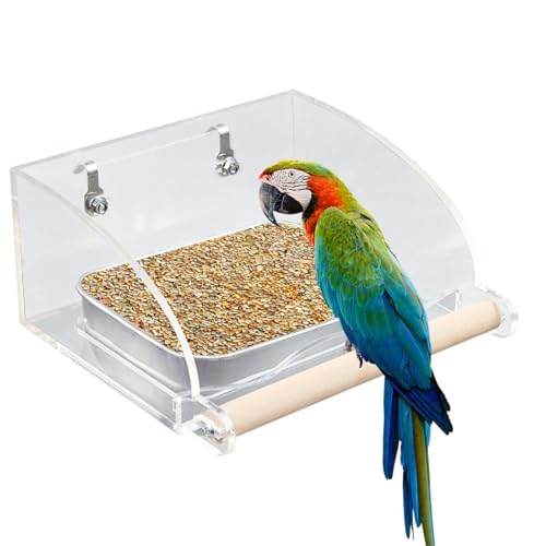 Bird Cage Feeders, Clear Water & Food Feeder, Parrot Foraging Toy, Acrylic & Stainless Steel Design, Interactive Feeding Dish, Cockatiel, Lovebird Supplies, 4.13x3.03x3.07 In. von Generisch