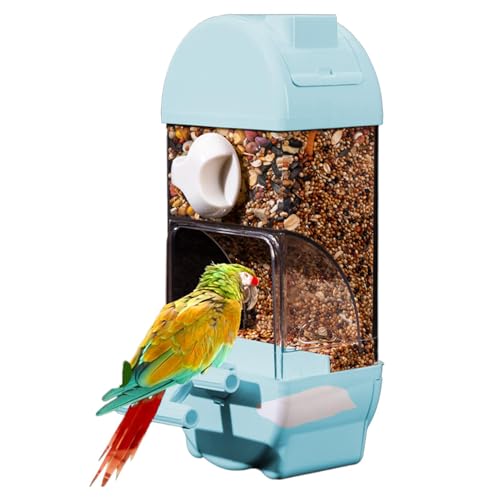 Bird Feeder, Bird Food, Anti Spill Drinker Compact Smart Lightweight Bird Water Feeder for Backyard, Bird Owners, Food, Water, 10x7.5x24.5cm/3.94x2.95x9.65 Inches, Beige, Blue von Generisch