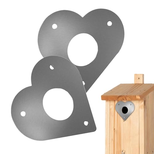 Bird House Hole Protector, Metall Bird House Guard | 2-Pack-Herz-Metall-Vogel-Raubtier-Beschützer | Schützender Eingangsersatz, Vogelhause -Schutzbrett für die östliche Bluebird Box Bird House Hole Protector, Metall Bird House Guard | 2-Pack-Herz-Metall-Vogel-Raubtier-Beschützer | Schützender Eingangsersatz, Vogelhause -Schutzbrett für die östliche Bluebird Box von Generisch