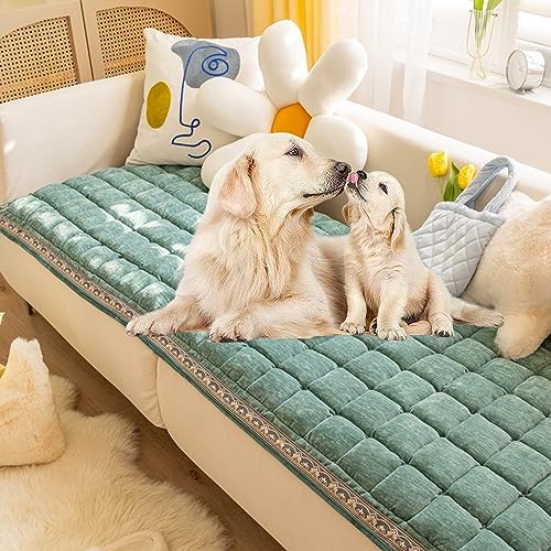 Boho gesteppter Couchbezug aus Baumwolle, Hundebett-Matte – lustige, rutschfeste Sofabezüge, waschbarer Schonbezug für Kissen, Möbelschutzmatte für Katzen und Kinder von Generisch