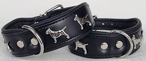 Bullterrier HUNDEHALSBAND - Halsband, Halsumfang 33-41cm/45mm, Leder Schwarz; Braun/Cognac (Schwarz) von Generisch