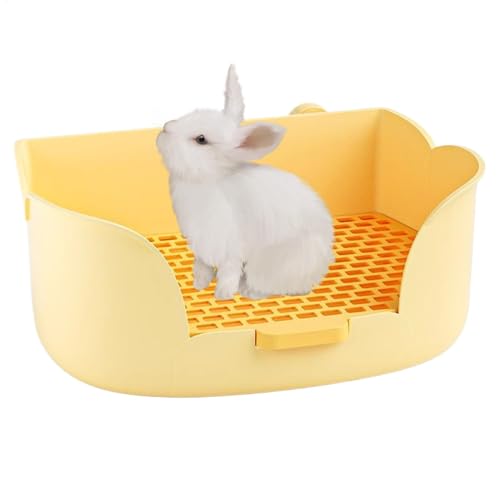 Bunny Töpfchentraining Katzentoilette Katzentoilette Käfig Toilette mit Gitterecke sprühsicher halbgeschlossene große Katzentoilette Bunny Bettwäsche | Training Toilettenpfanne, Kleintierbettwäsche von Generisch