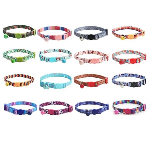 Bunt bedrucktes Halsband für Welpen, Halskette, verstellbares Halsband, Geschirr, niedliches Muster mit Glocken, Zubehör, U1i2 Halsband von Generisch