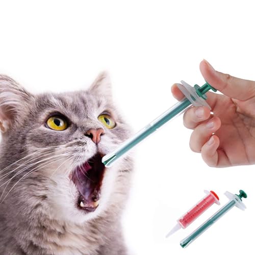 CVNRCLP 2-Pack Pet Medizin Fütterungsspritze - Wiederverwendbarer Pillenspender für Hunde, Katzen, Welpen und Kätzchen mit weicher Spitze und rundem Kopf für sichere Medikamentenverabreichung von Generisch