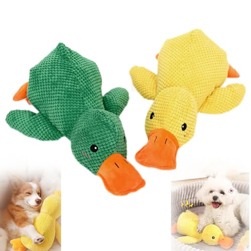 Calming Duck Dog Toy, 2024New The Mellow Dog Calming Duck, Quack Duck Dog Toy, Yellow Duck Dog Toy, The Calming Duck Dog Toy, Calming Duck for Dogs, Quack-Quack Duck Dog Toy (Yellow and green) von Generisch