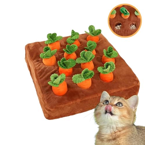 Carrot Patch Katzenspielzeug, Carrot Catnip Toy, Carrot Patch zur Bereicherung der Katze, Squeaky Carrots Enrichment Puzzle Toys, Interaktives Katzenspielzeug mit Federn für Hauskatzen (A) von Generisch