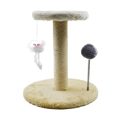 Cat Activity Tree, Large Pet Scratching Post, Kittens Tower, Feather Attachment Interactive Plays Tilt Protection Spring Ball Sturdy Material, 10.24x10.24x11.02 Inches von Generisch