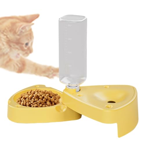 Cat Bowl With Water Bottle, Water Bottle Feeding Bowl, Non-Spill Water Bottle Bowl, Cat Drinking Fountain, No Spill Water Bowl For Cats, Pet Water Bottle And Bowl Set, Travel Water Bottle For Cats von Generisch